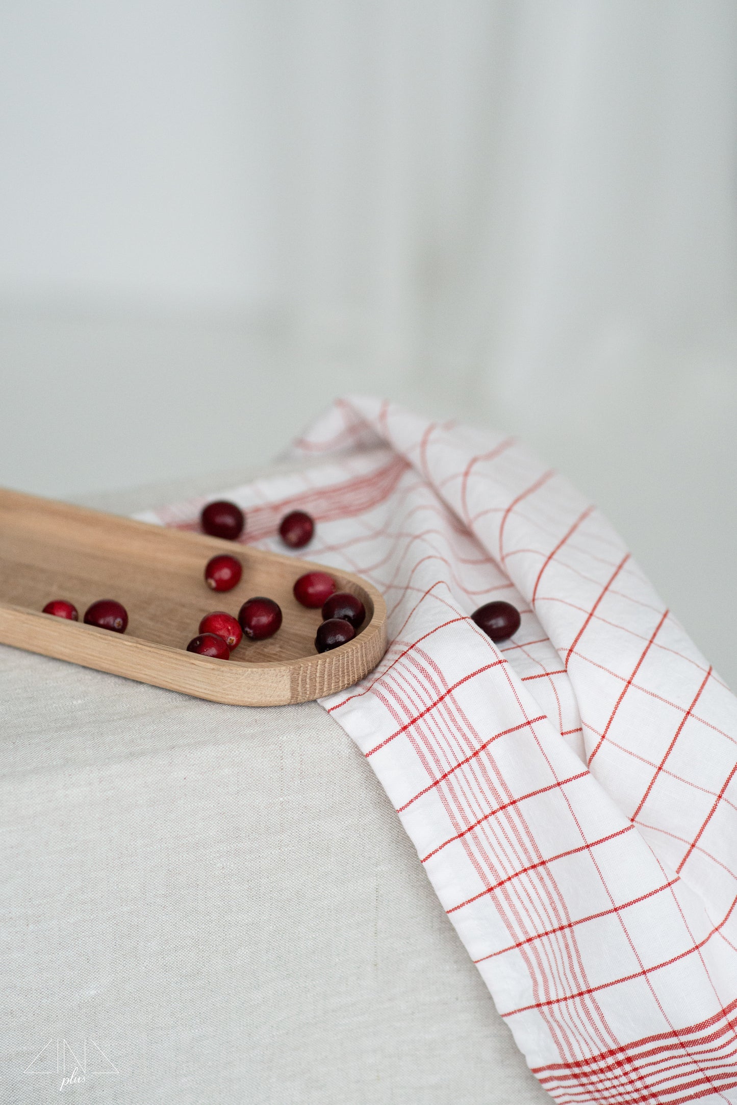 Linen Tea Towel - Vintage Checkered Red & White