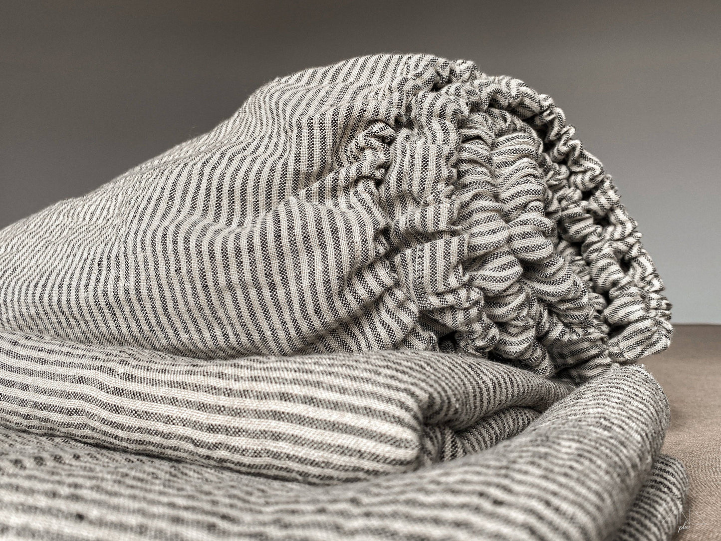 Linen Fitted Sheet Set of 3 pcs. in Ticking Stripes