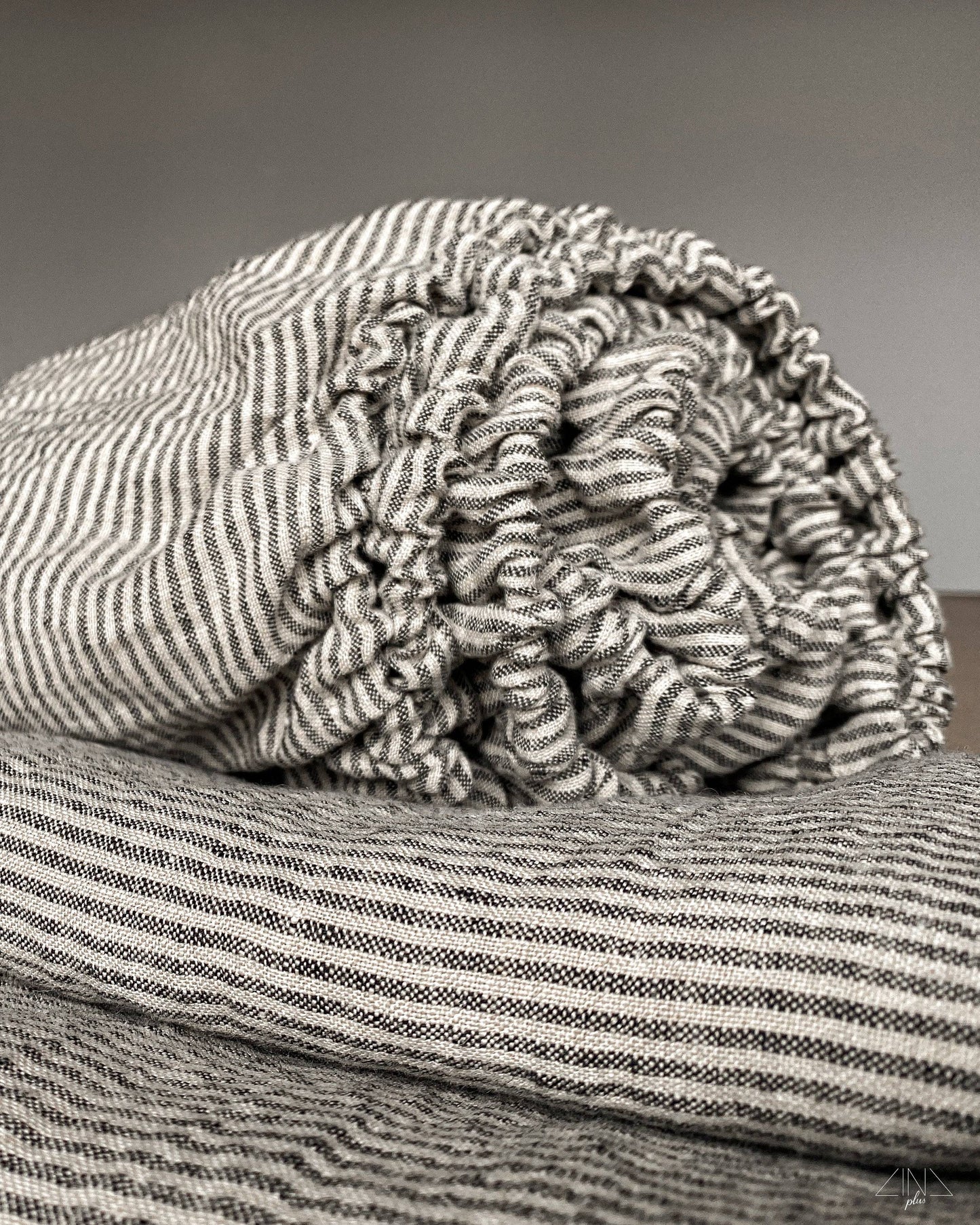 Linen Fitted Sheet Set of 3 pcs. in Ticking Stripes
