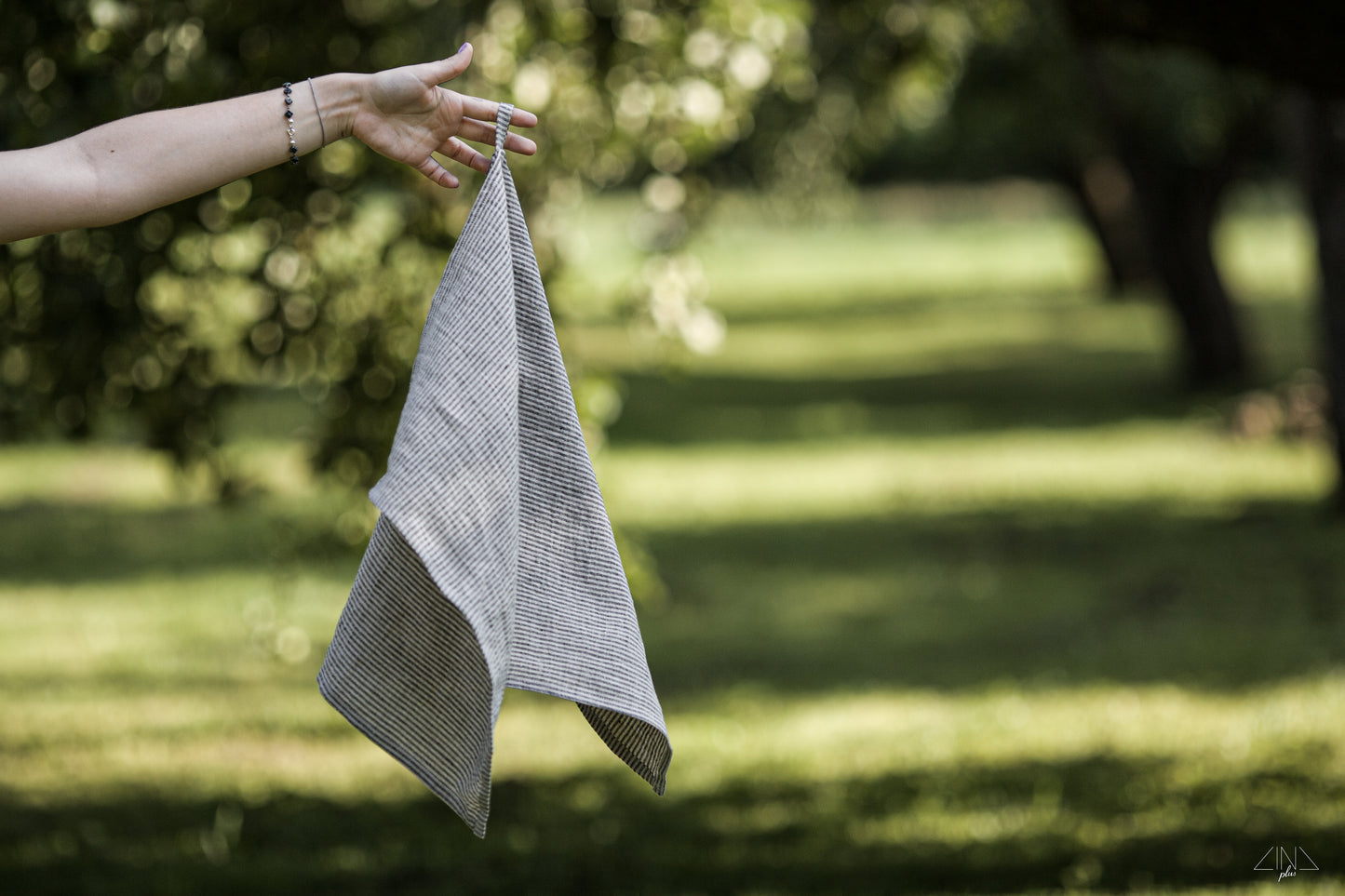 Linen Tea Towel in Ticking Stripes