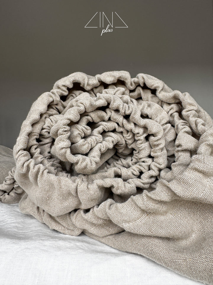 Custom Bedding: Natural Linen / White Percale TC420