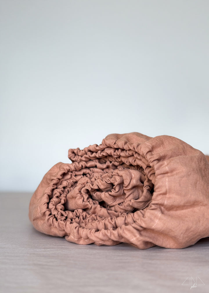 Heavy Linen Fitted Sheet in COLOR