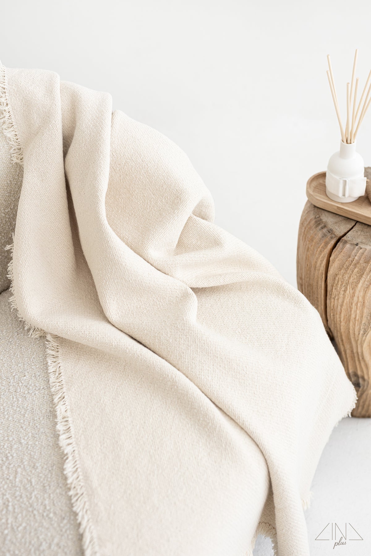 Cotton Blanket | Extra Thick Throw in Raw White