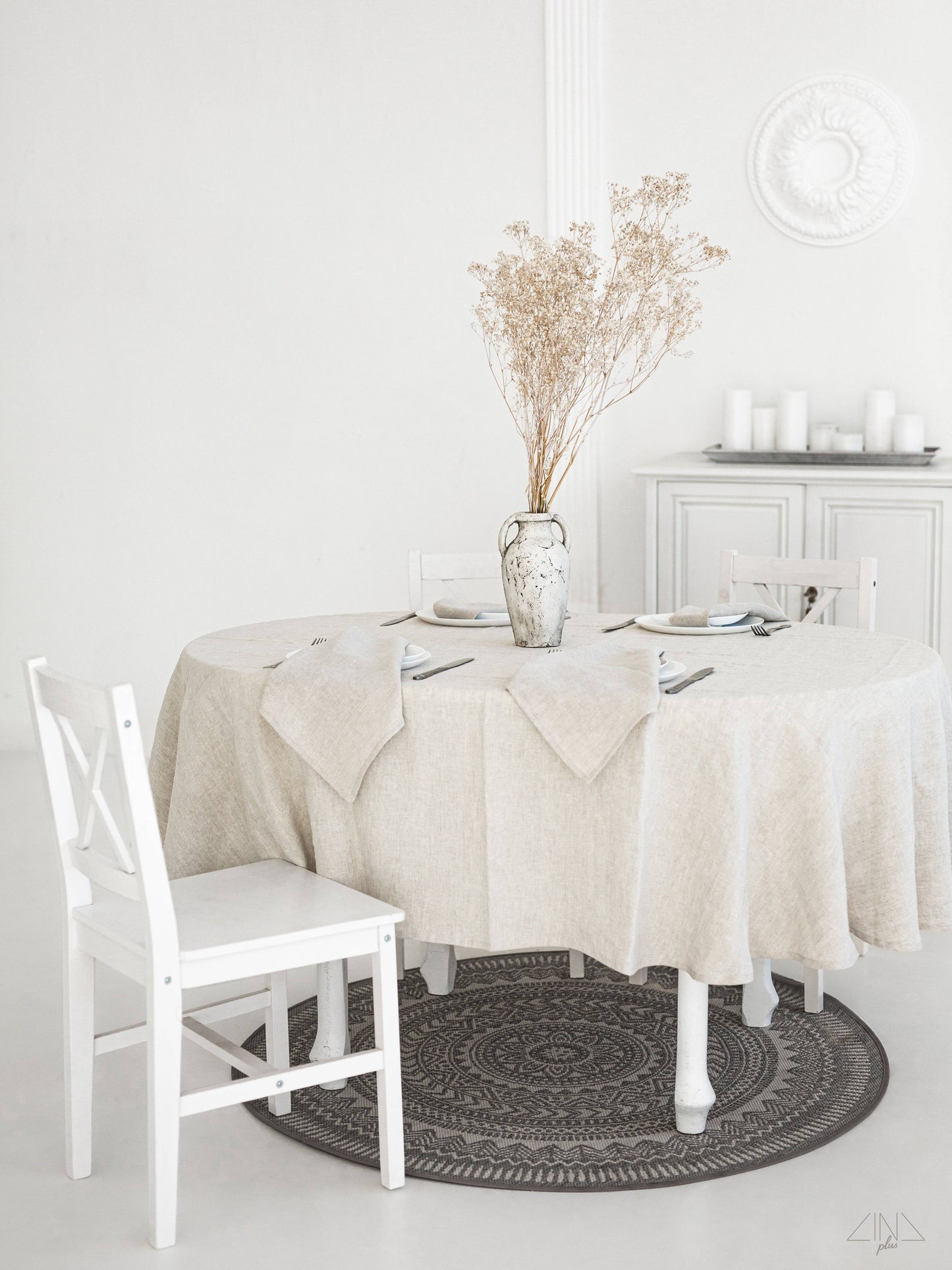 Oval Linen Tablecloth in NEUTRAL