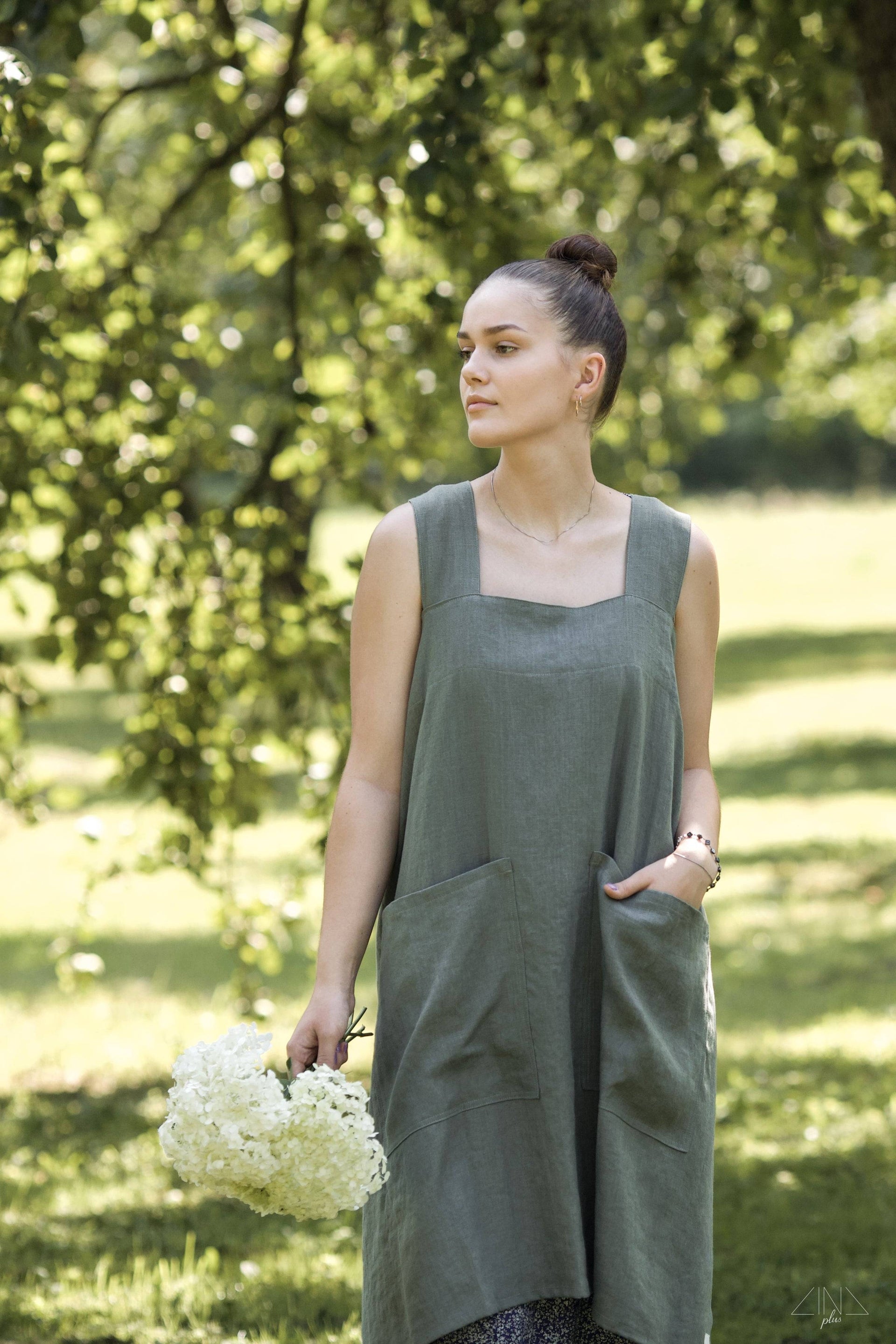 Linen Pinafore Apron  Lina Plus Home